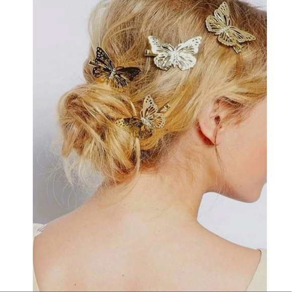 New Golden Boho Butterfly Clips ~ Butterfly Hair Barrettes ~ Hair Pins